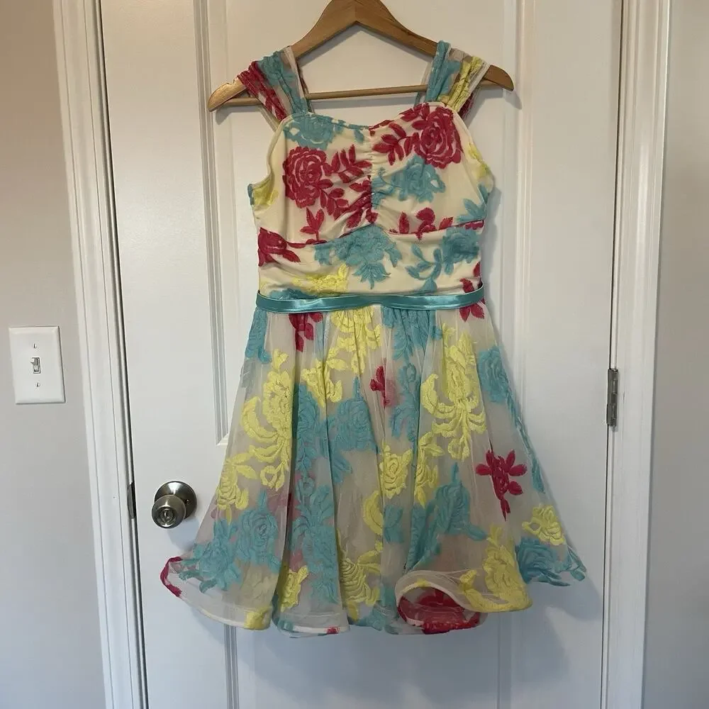 Colorful Dance Recital Dress Prom Homecoming Party Dance Costume Floral Girly